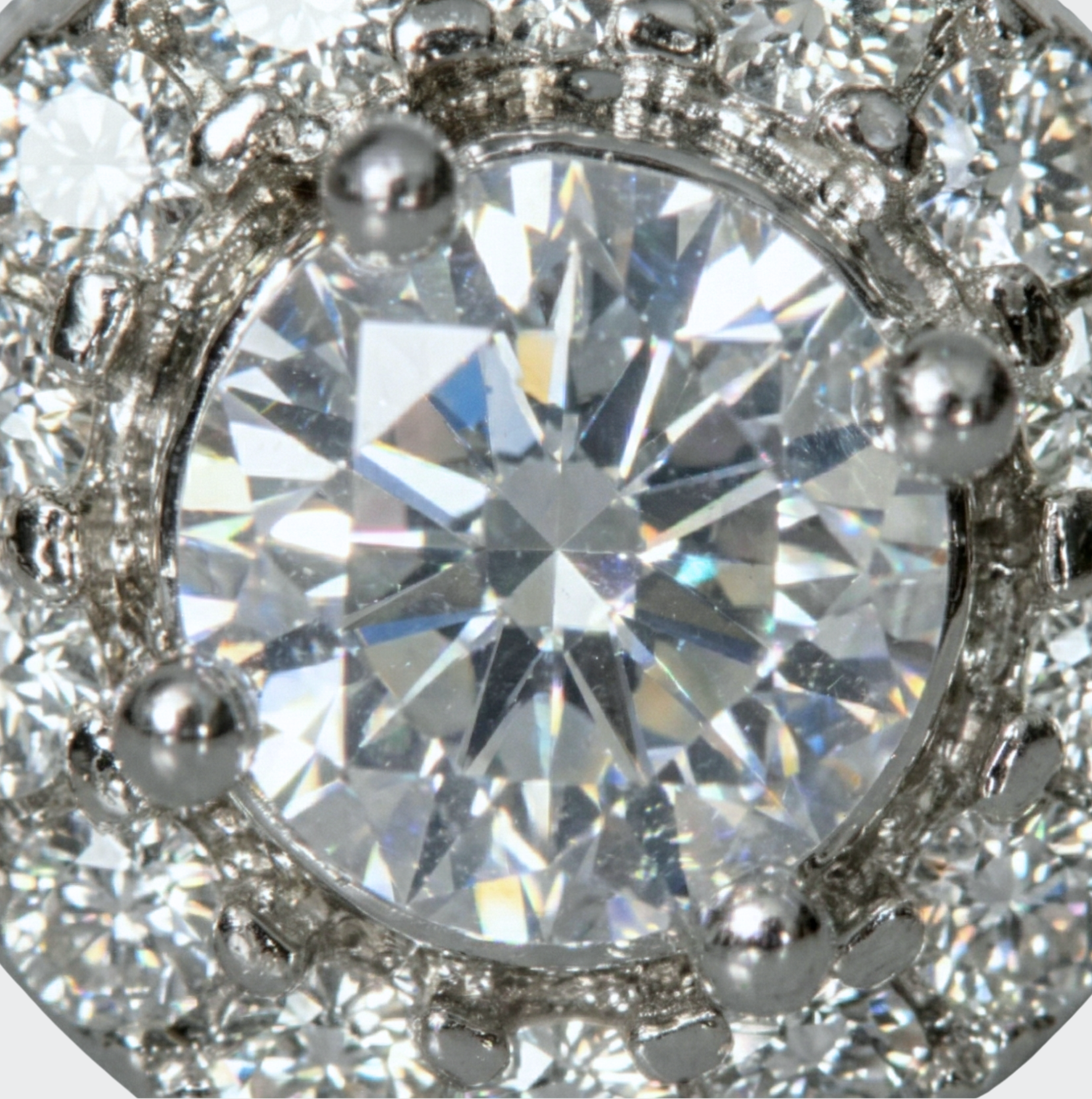 White Gold Plated Halo Stud Earrings