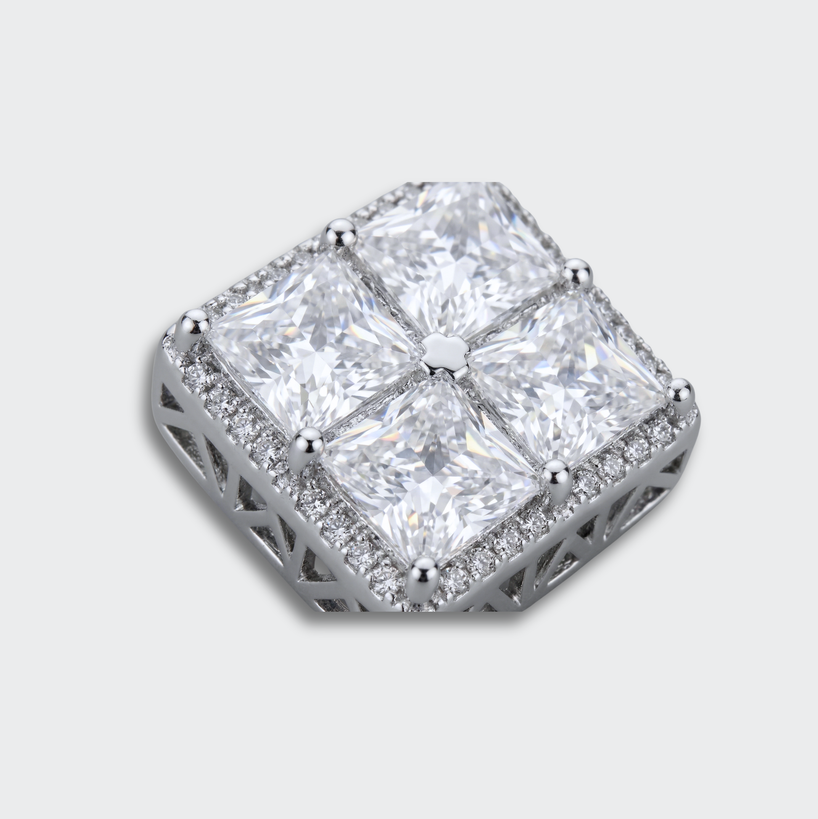 White Gold Plated Square Earrings