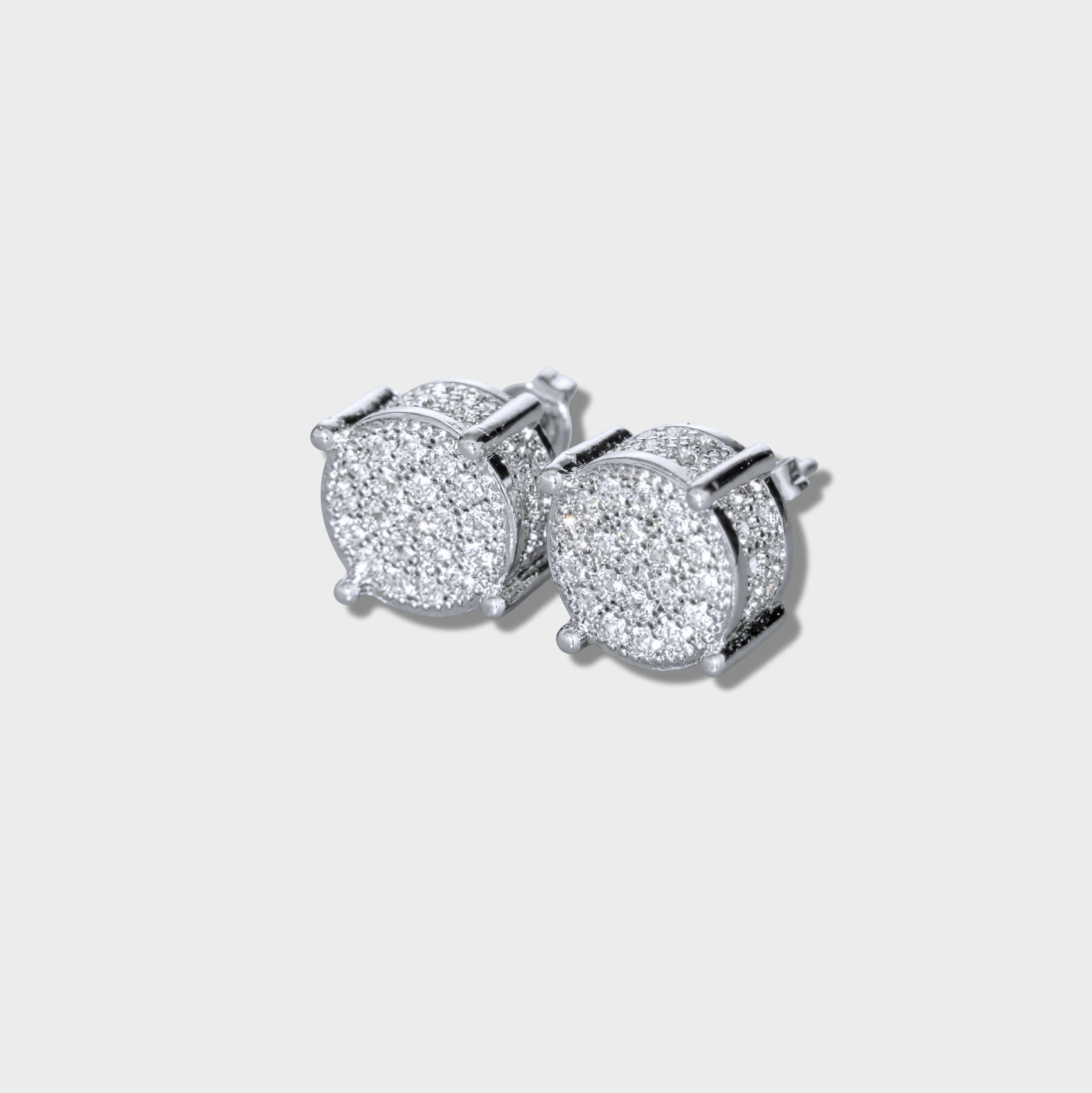White Gold Plated Halo Stud Earrings