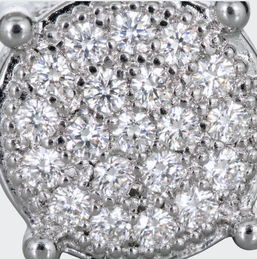 White Gold Plated Halo Stud Earrings