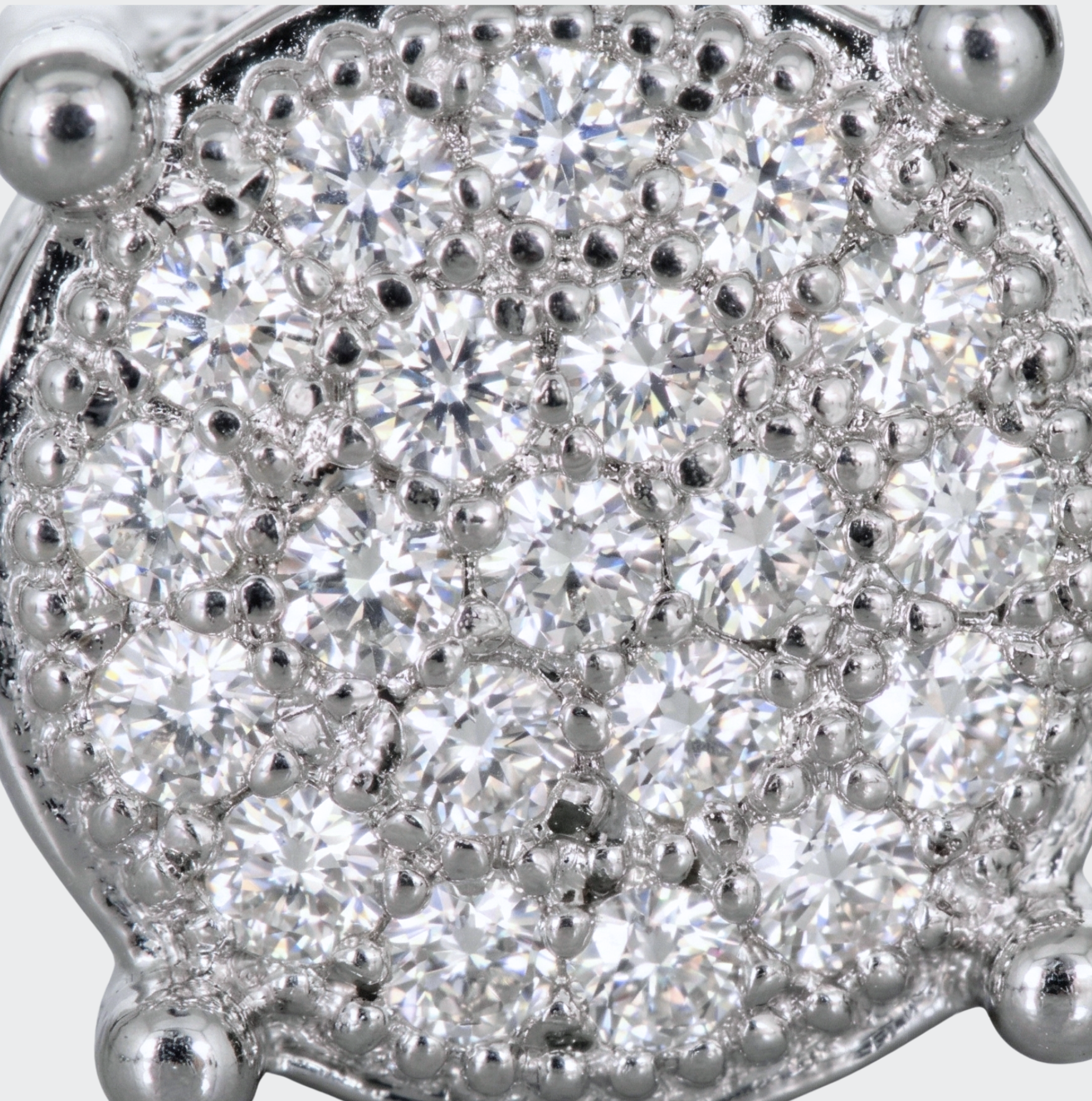 White Gold Plated Halo Stud Earrings