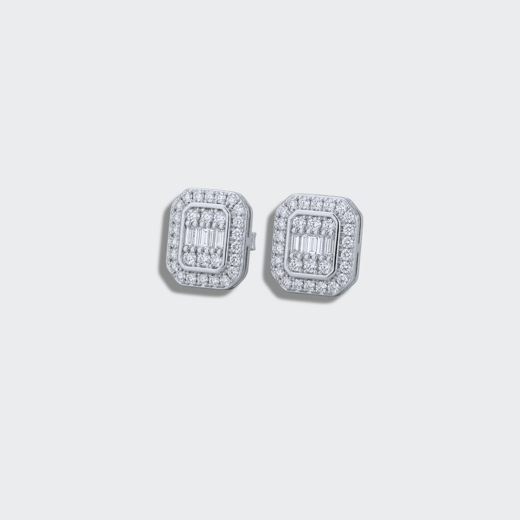 White Gold Plated Square Earrings