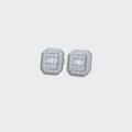 White Gold Plated Square Earrings