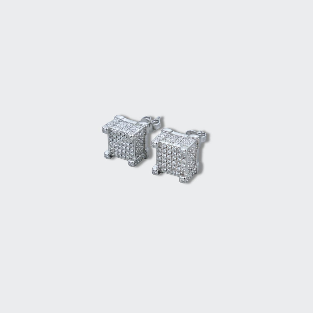 White Gold Plated Square Earrings