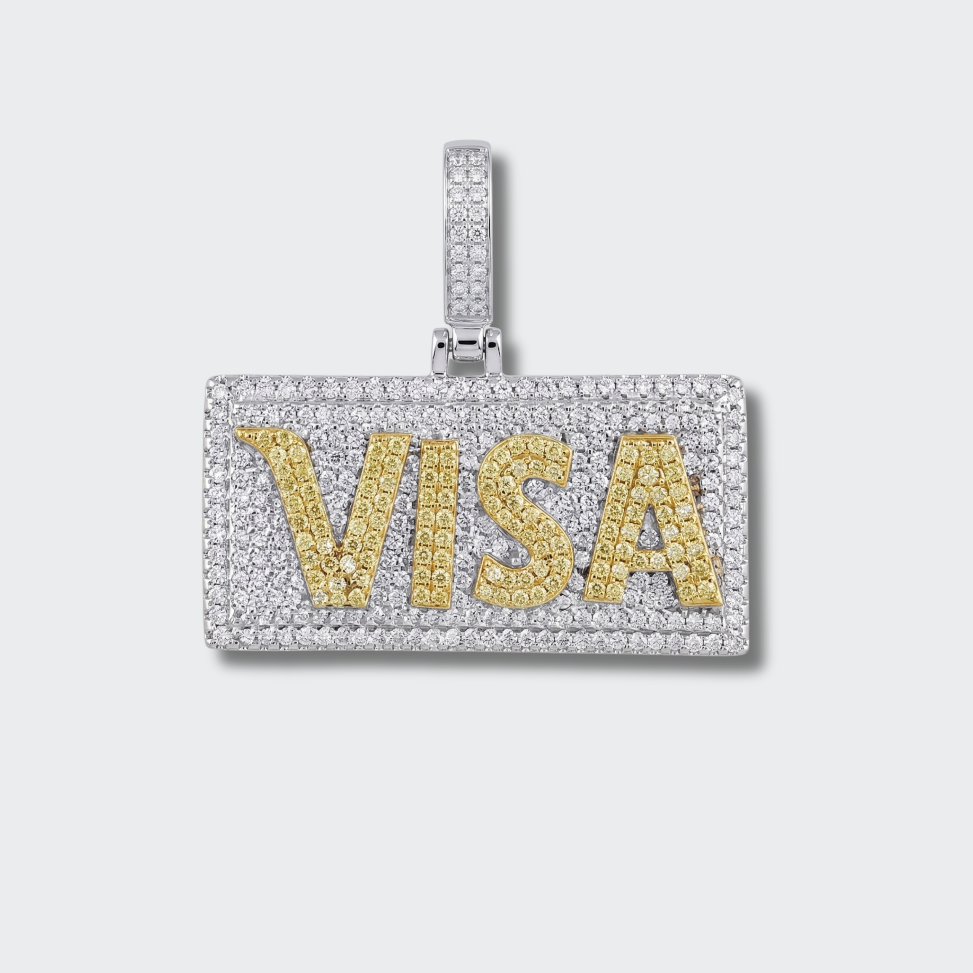 White Gold Plated Visa Pendant