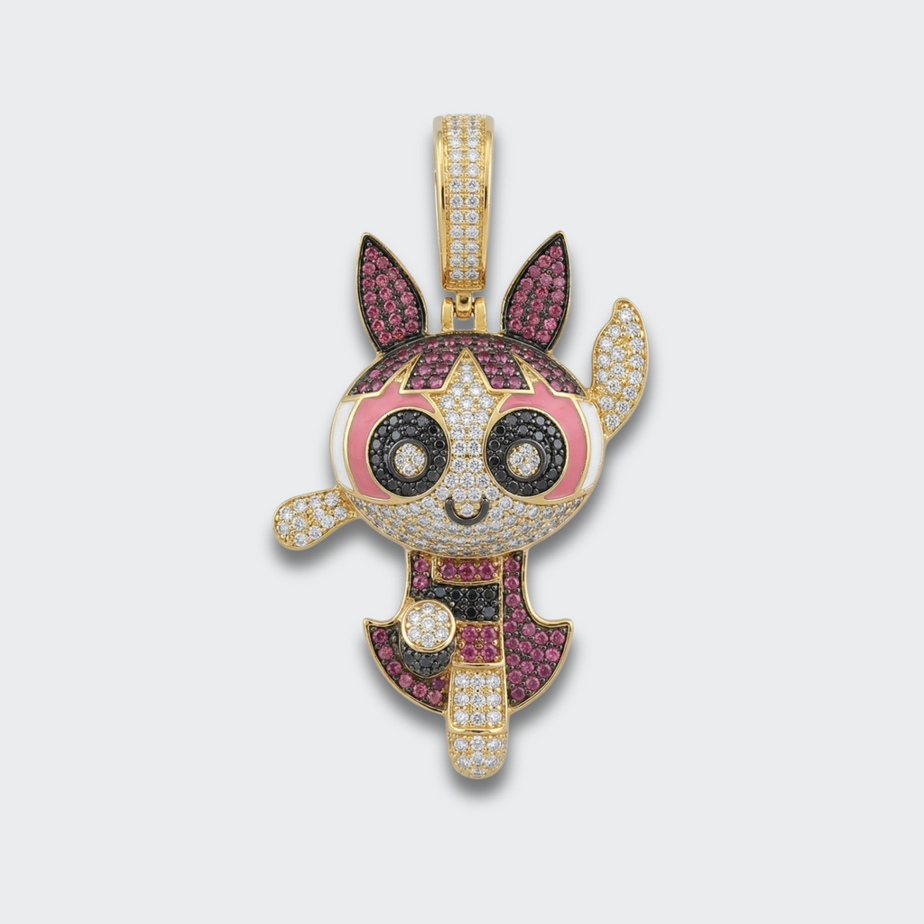 White Gold Plated Powerpuff Girls Pendant