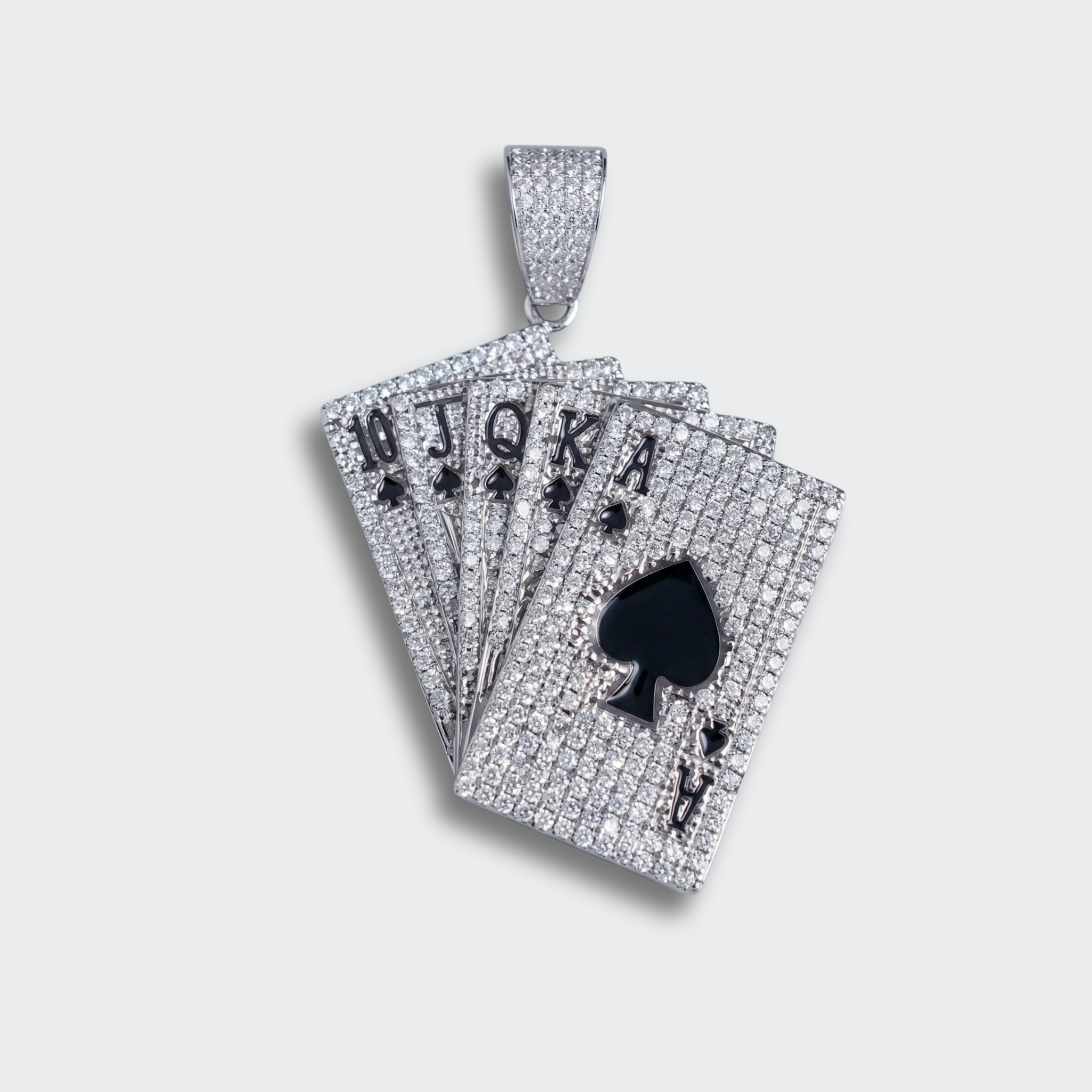 White Gold Plated Playing Cards Pendant