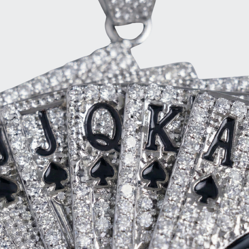 White Gold Plated Playing Cards Pendant