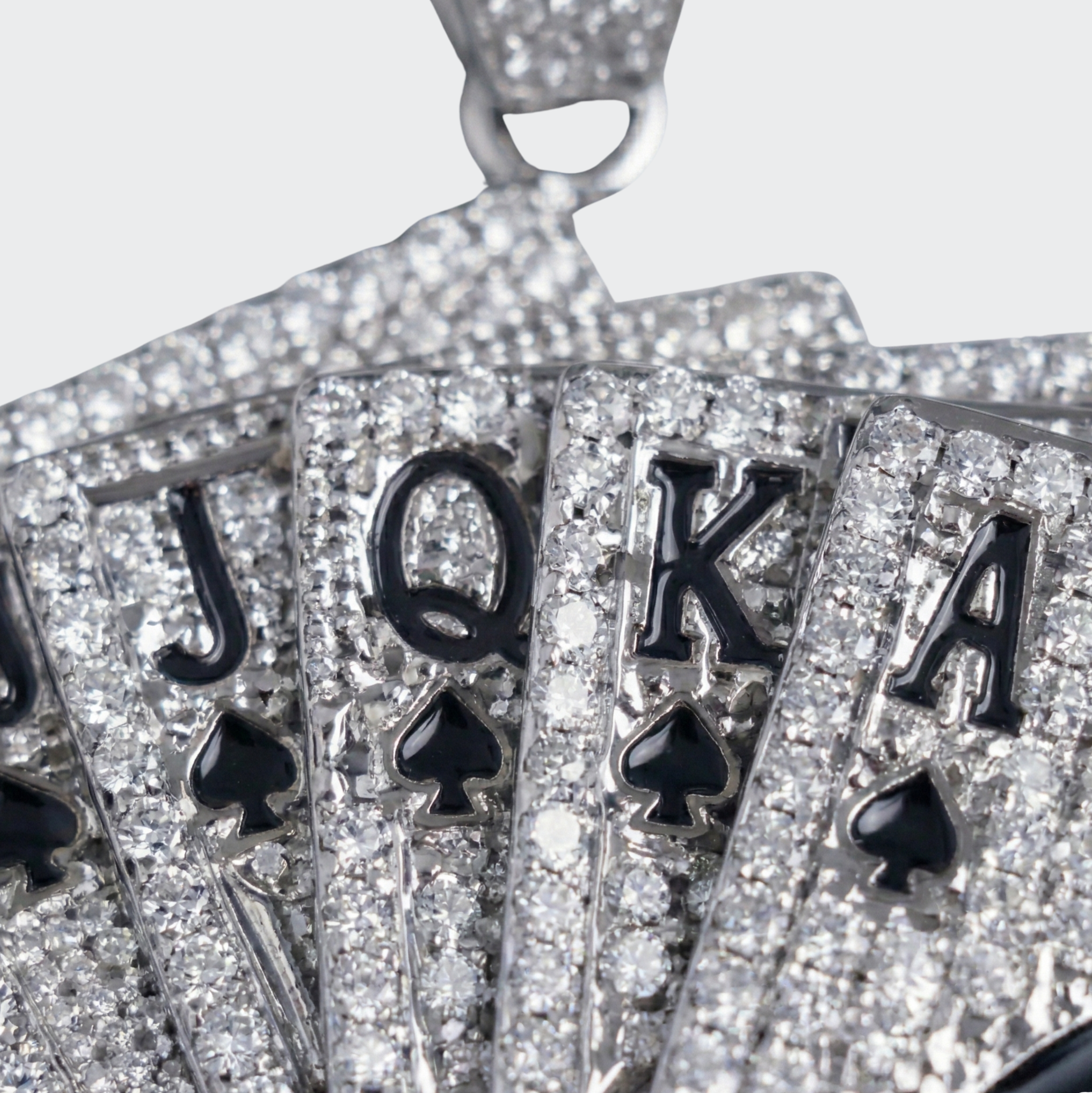 White Gold Plated Playing Cards Pendant