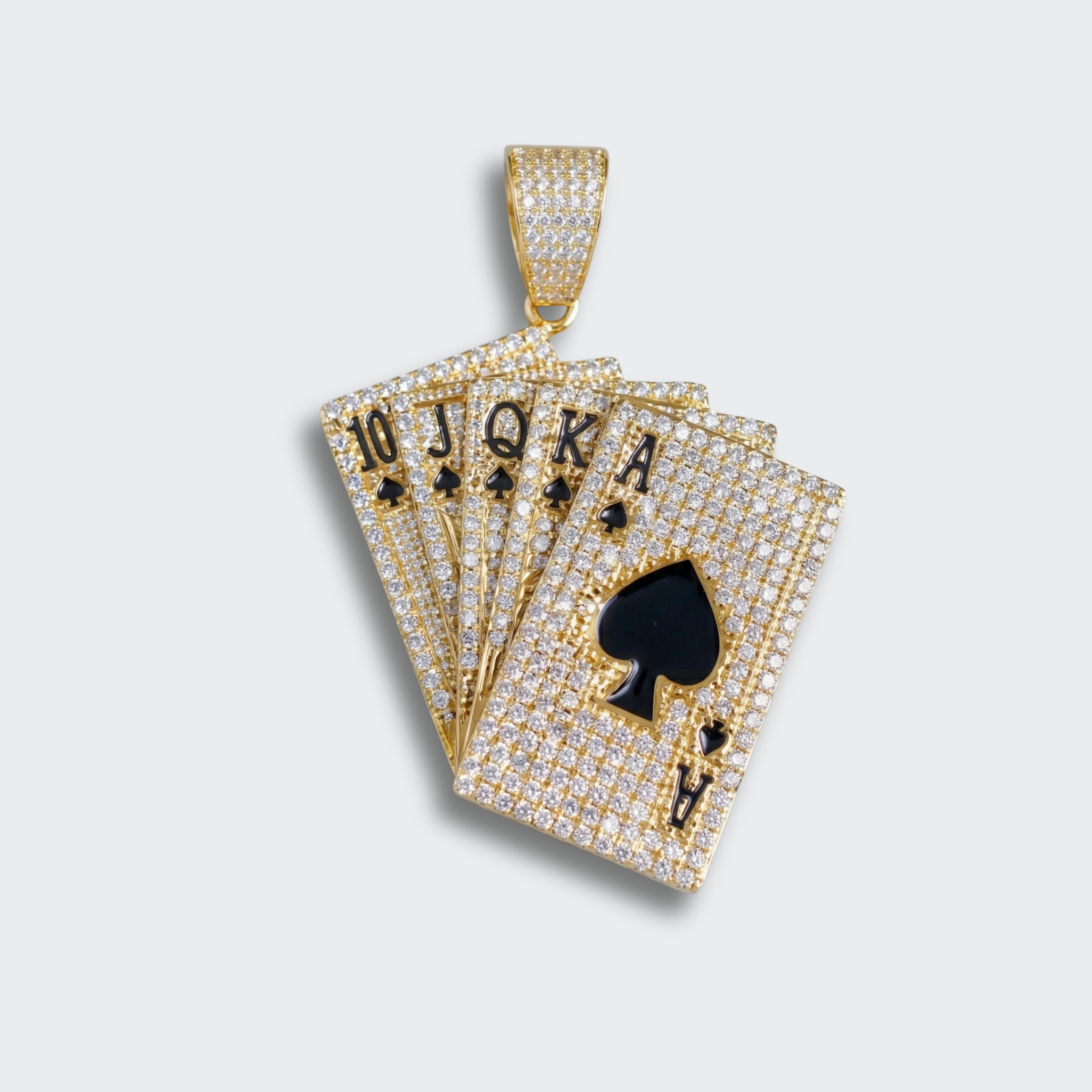 White Gold Plated Playing Cards Pendant