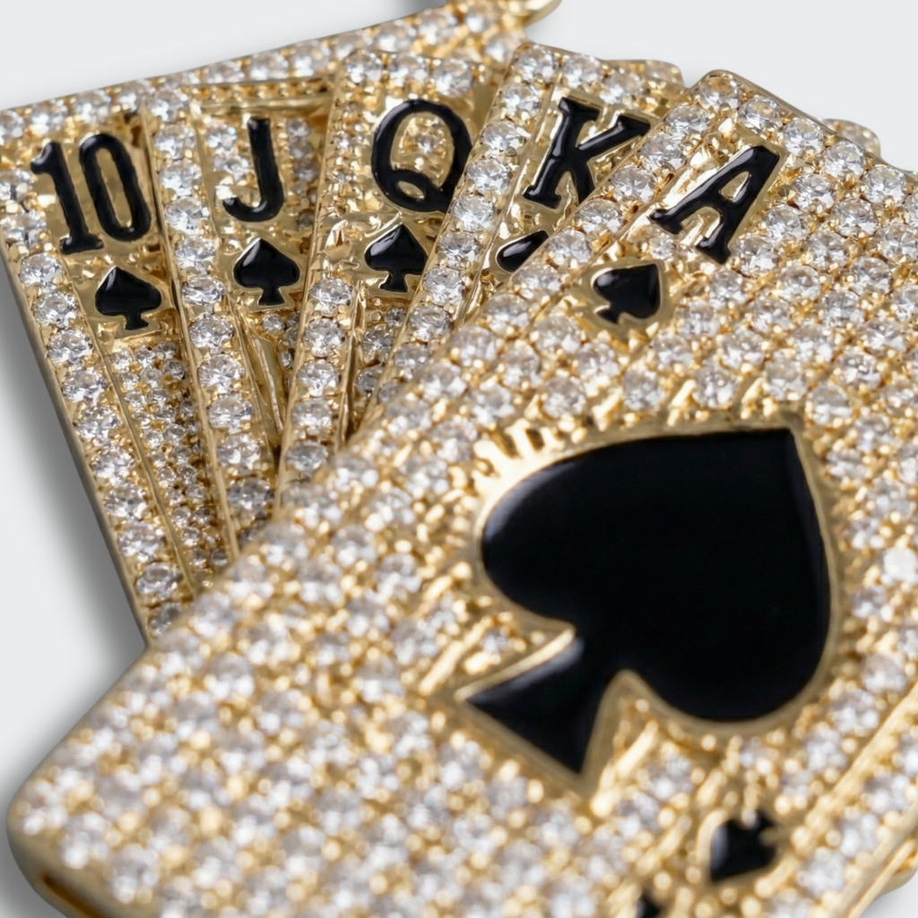 White Gold Plated Playing Cards Pendant