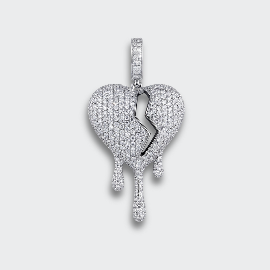 White Gold Plated Broken Heart Pendant