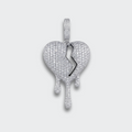 White Gold Plated Broken Heart Pendant
