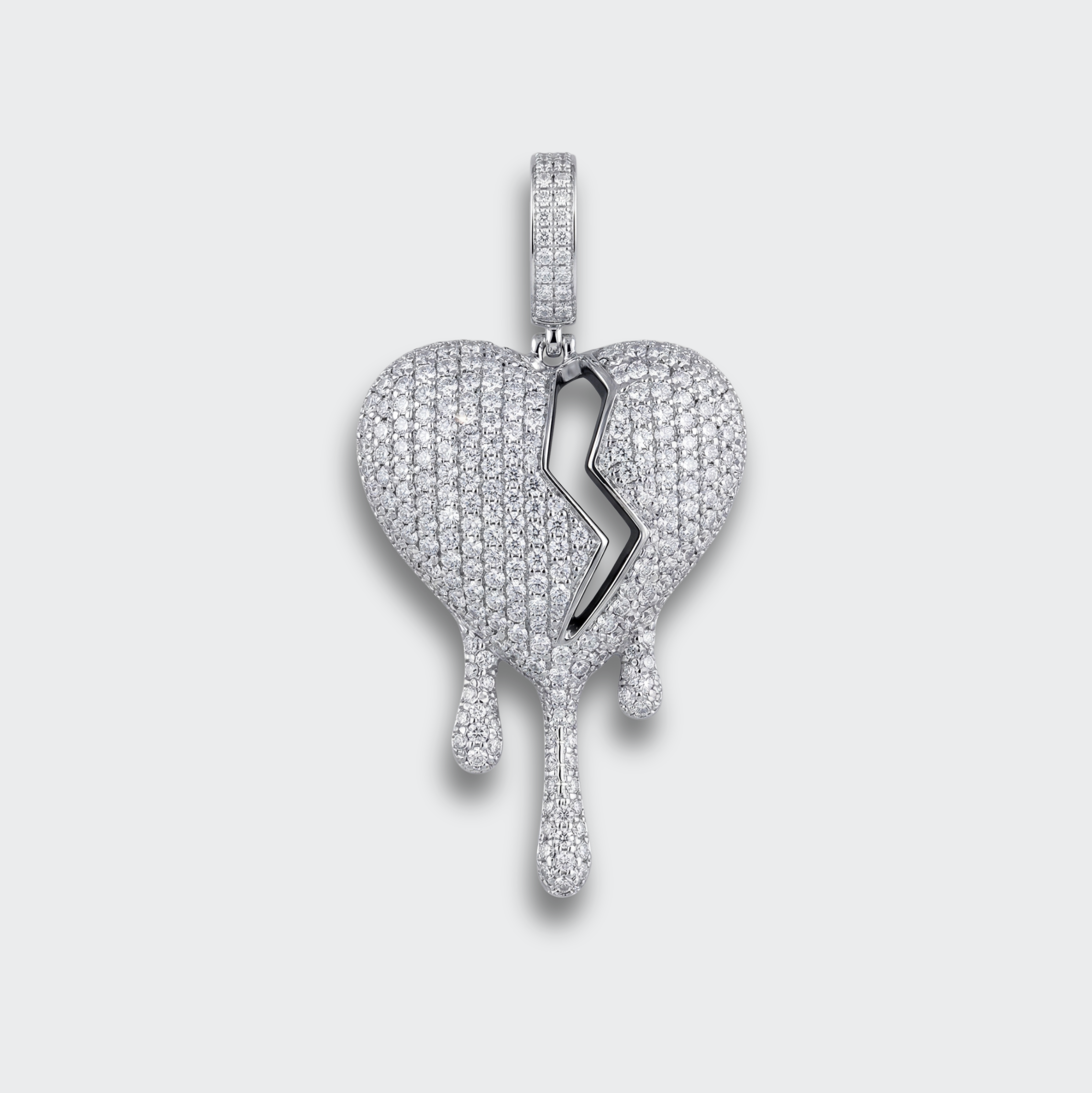White Gold Plated Broken Heart Pendant