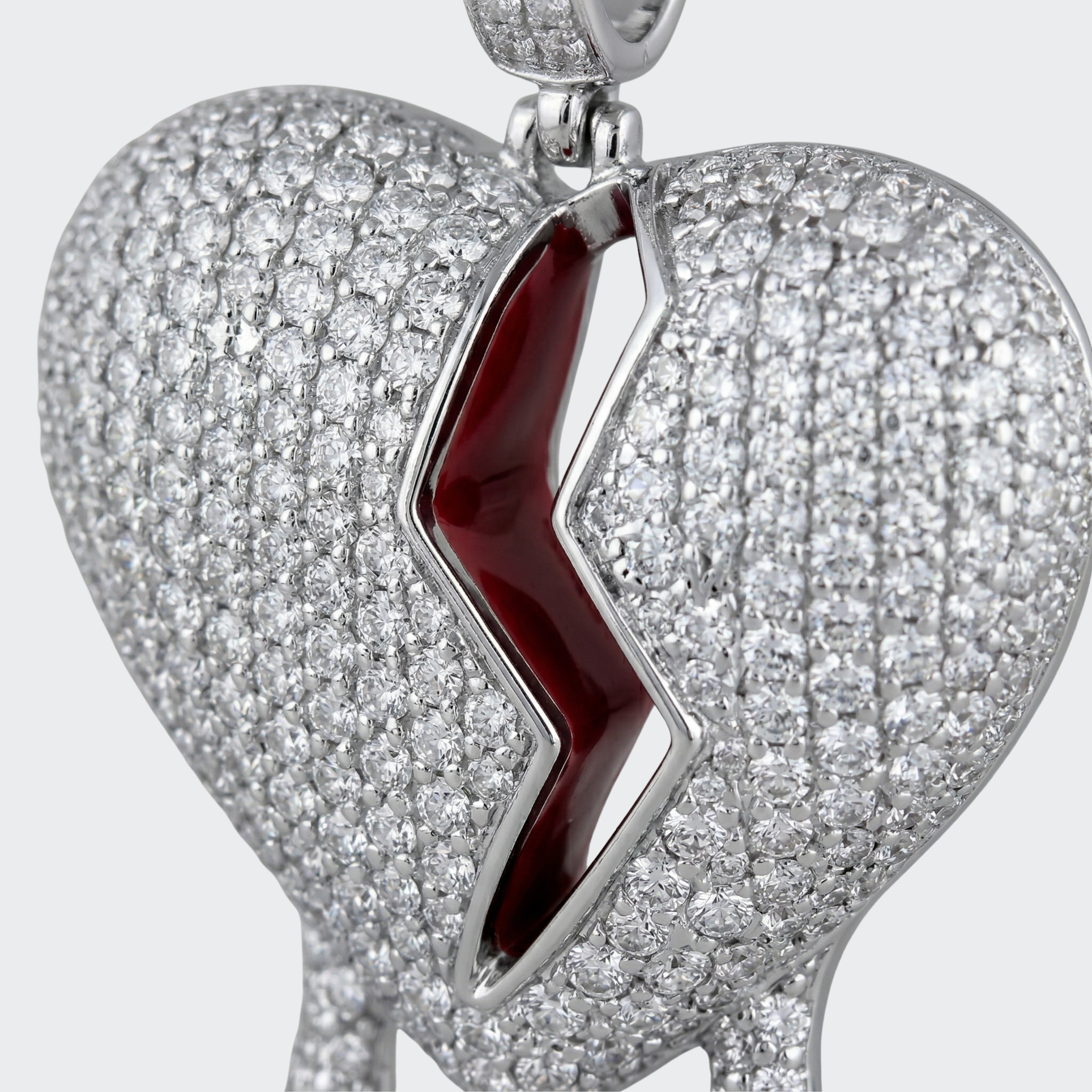 White Gold Plated Broken Heart Pendant