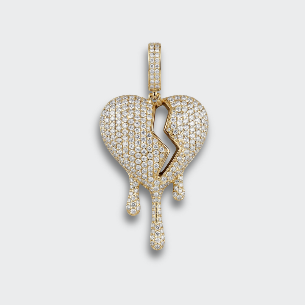 White Gold Plated Broken Heart Pendant