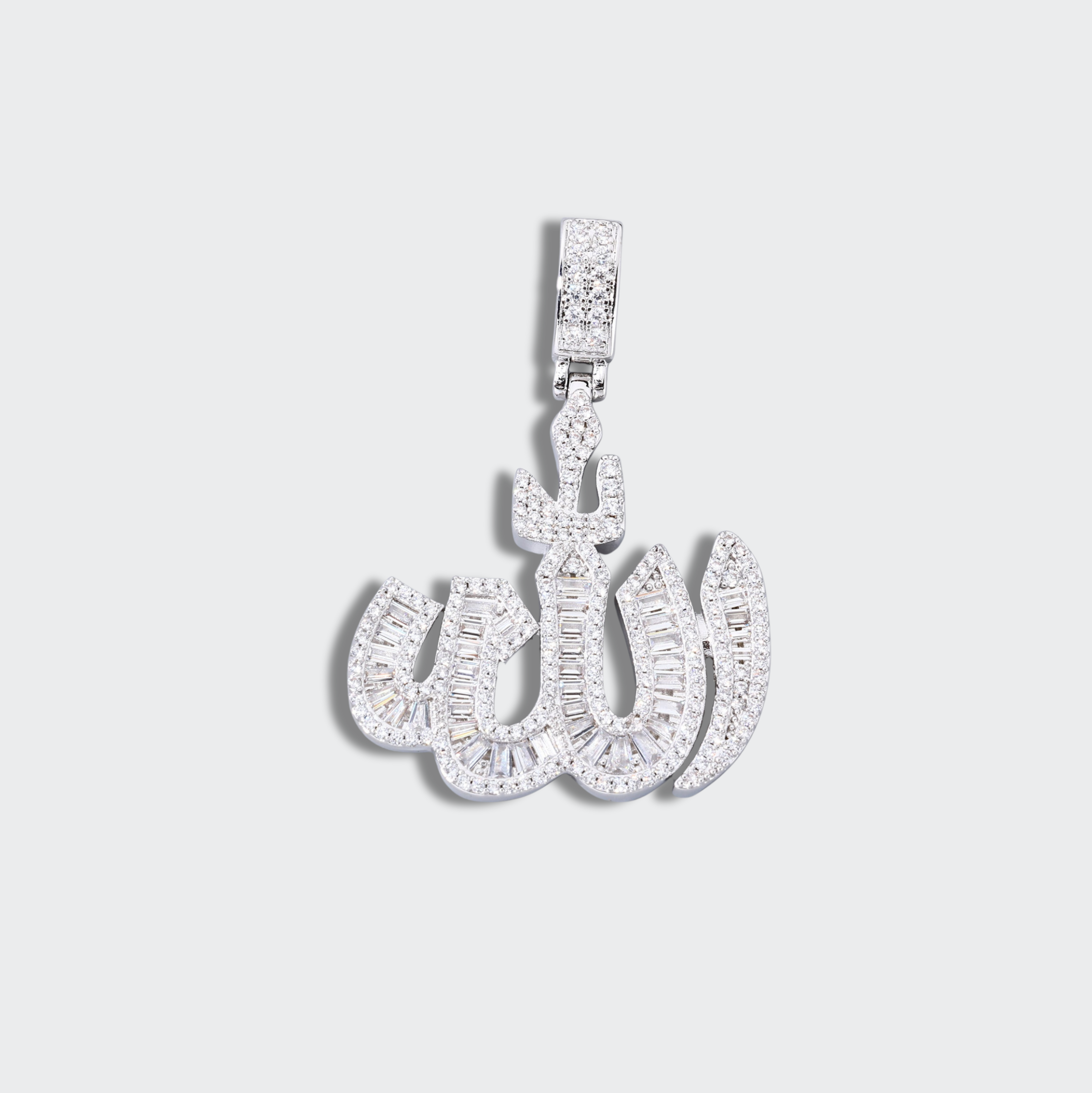 White Gold Plated Allah Pendant