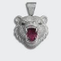 White Gold Plated Grizzly Bear Pendant