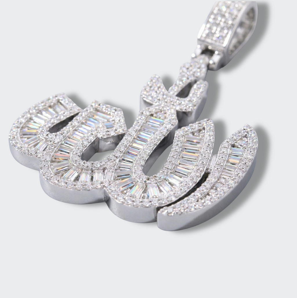 White Gold Plated Allah Pendant