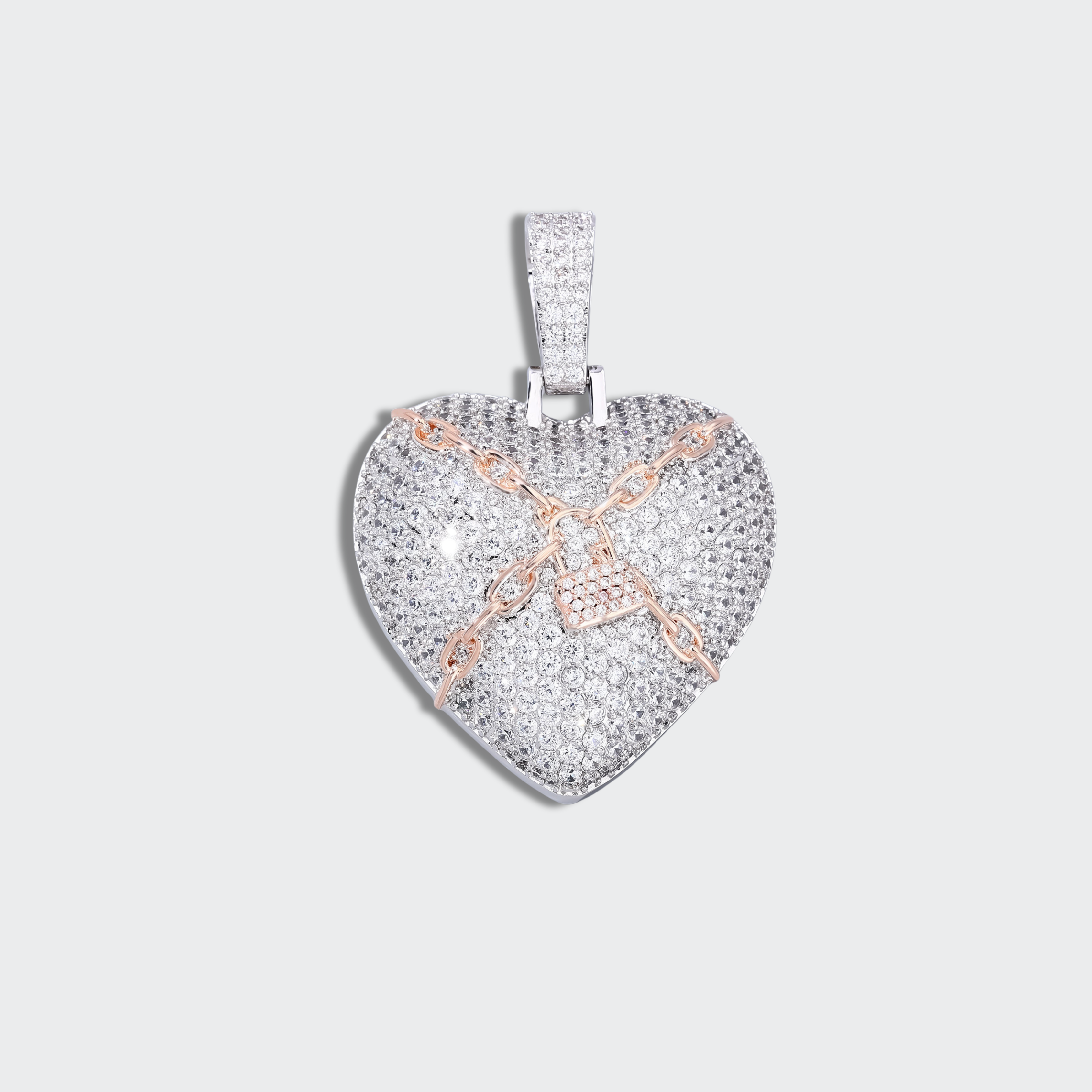 White Gold Plated Locked Heart Pendant
