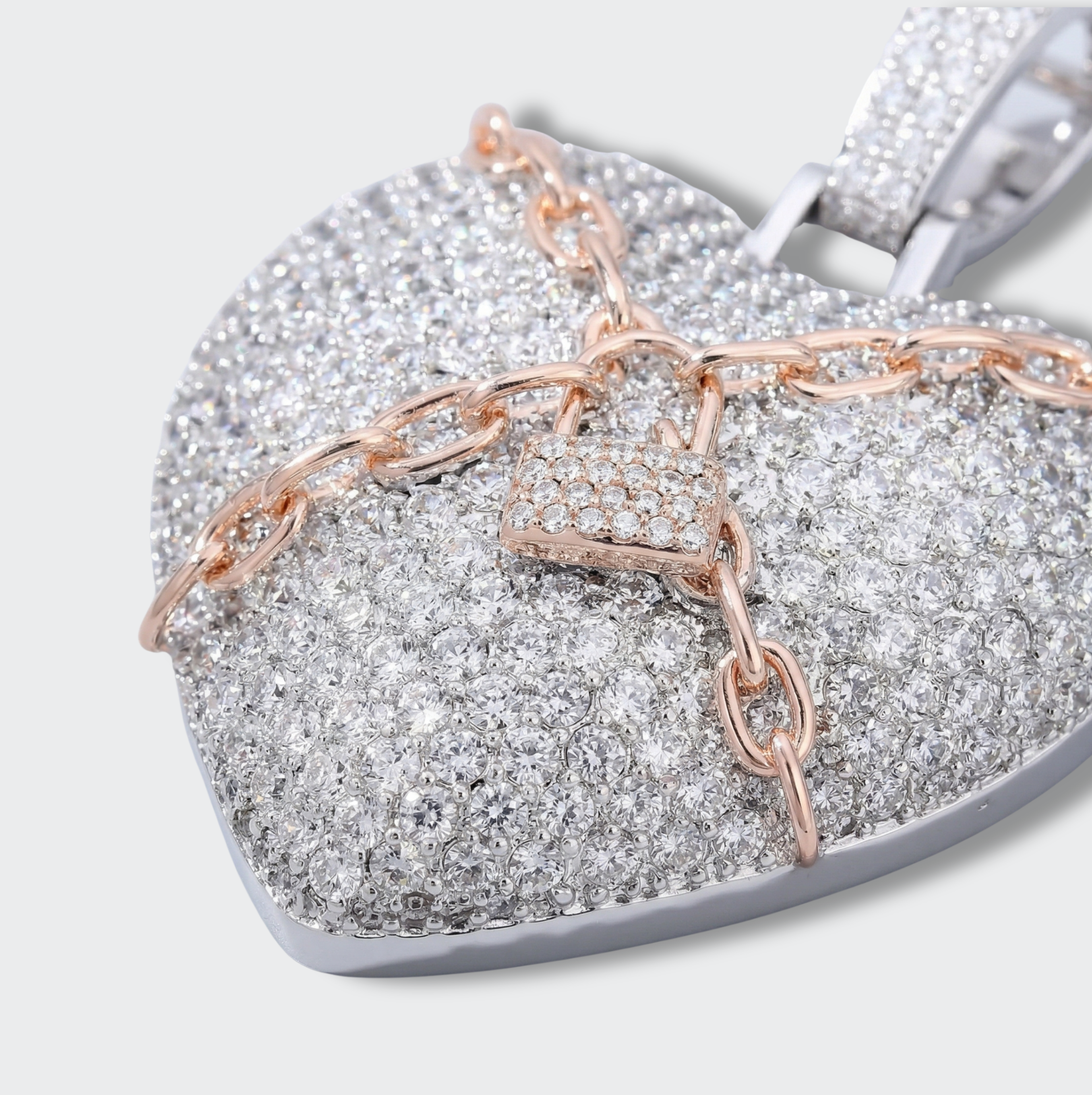 White Gold Plated Locked Heart Pendant