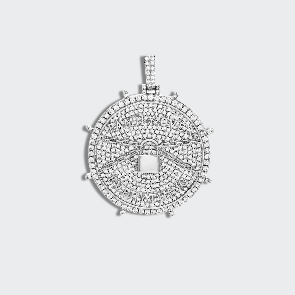 White Gold Plated Family Over Eveything Pendant