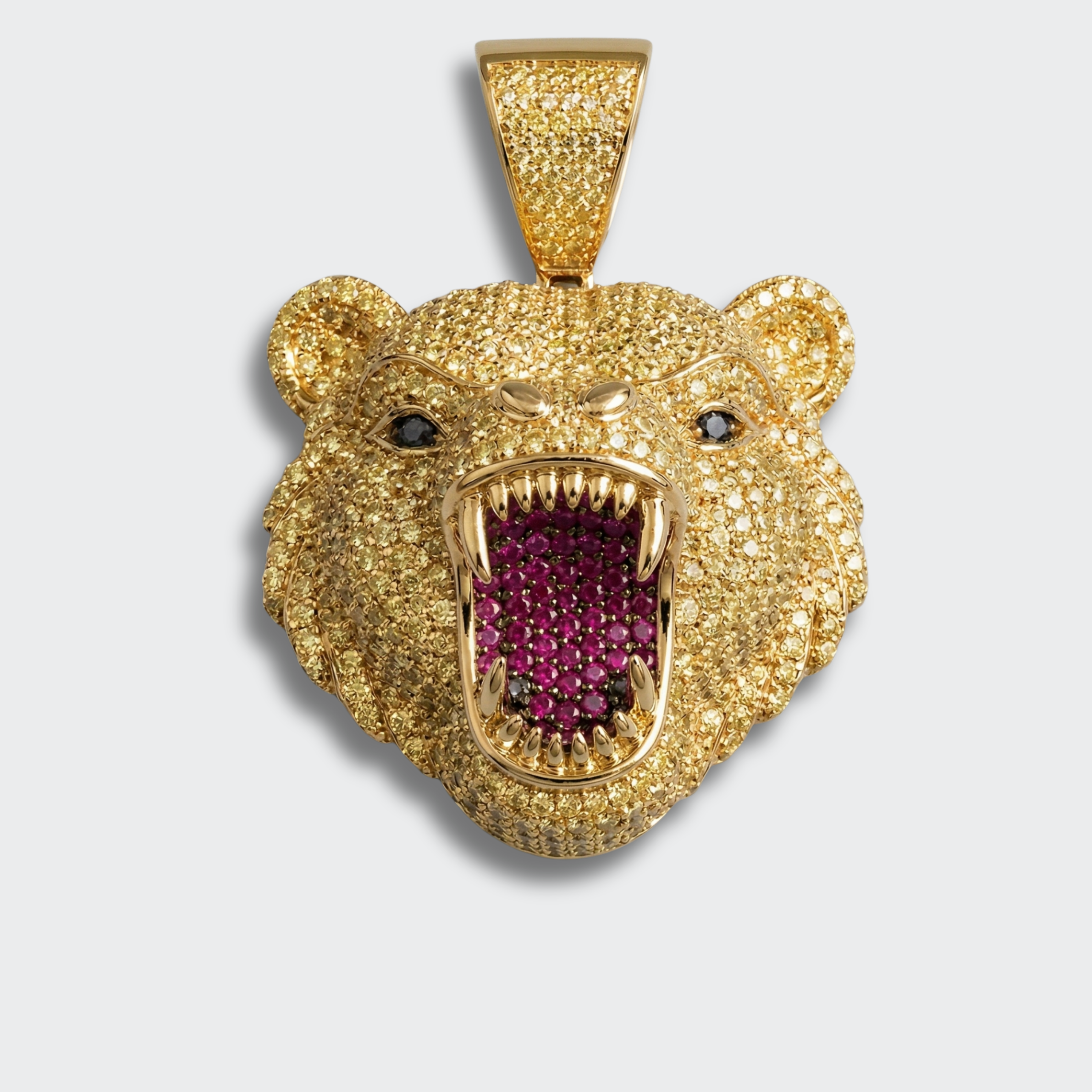 White Gold Plated Grizzly Bear Pendant
