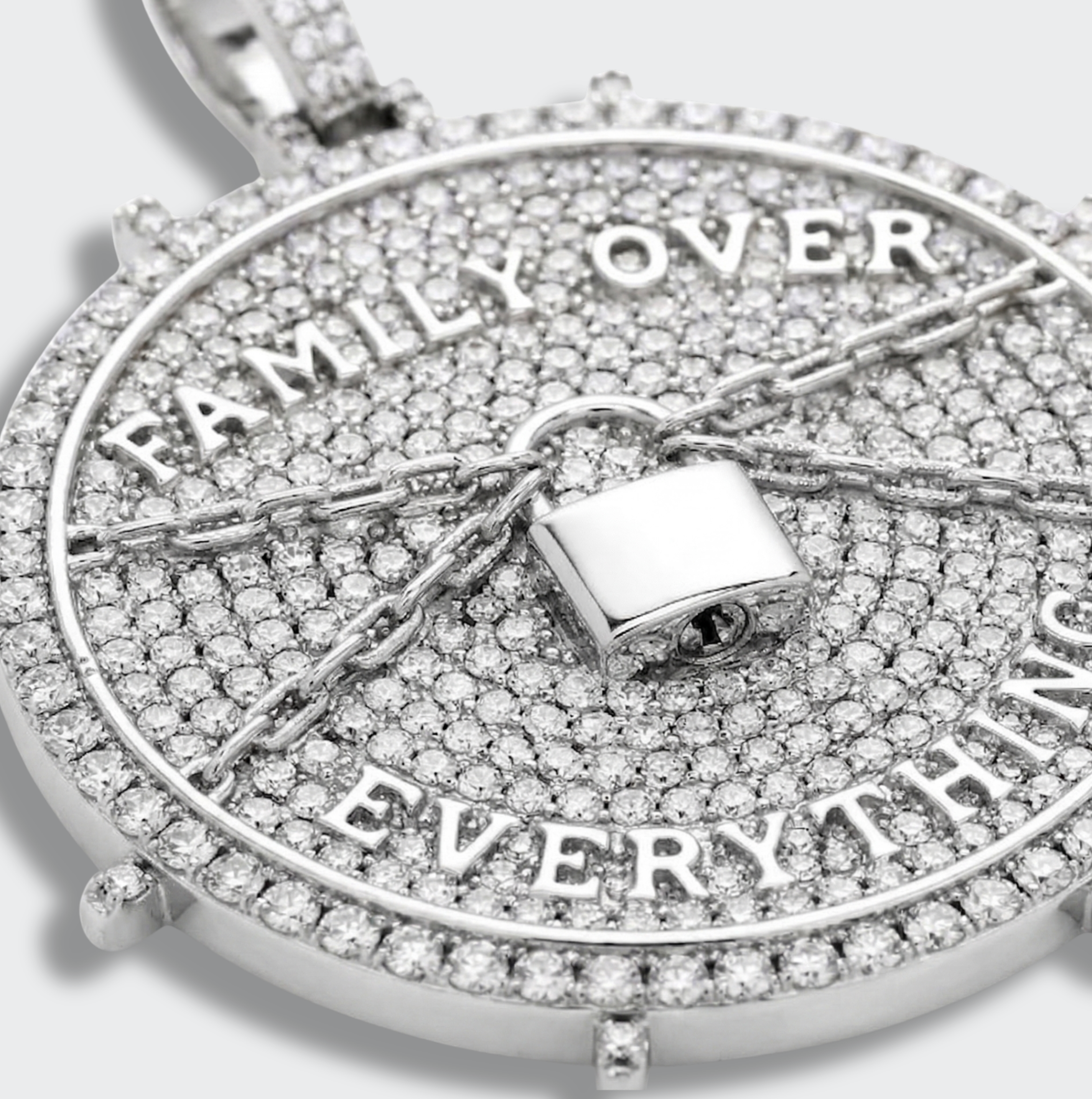 White Gold Plated Family Over Eveything Pendant