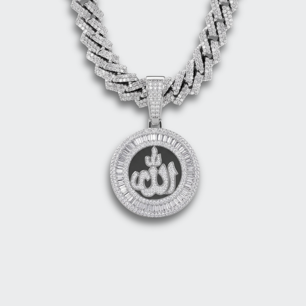 White Gold Plated Allah Chain & Pendant