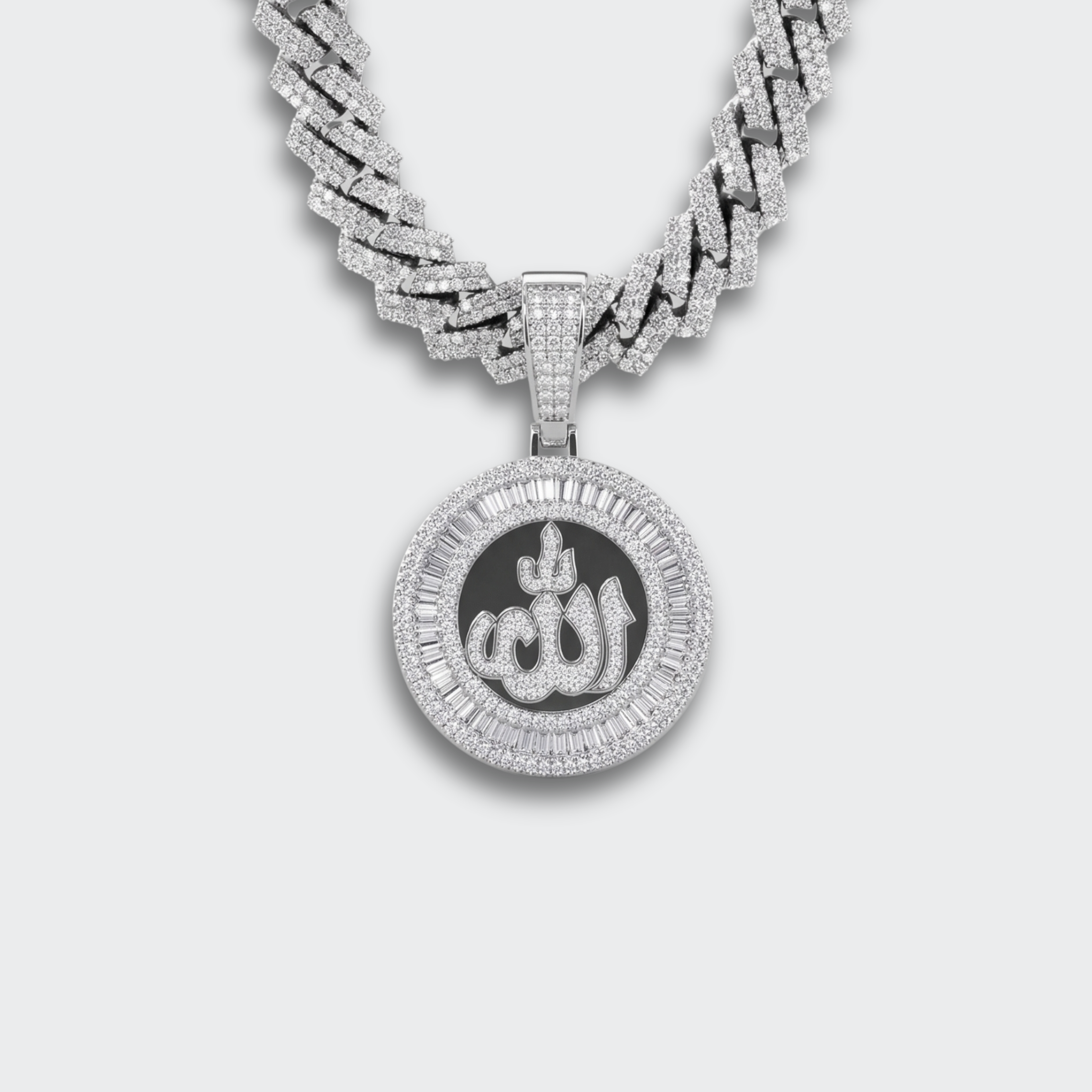 White Gold Plated Allah Chain & Pendant