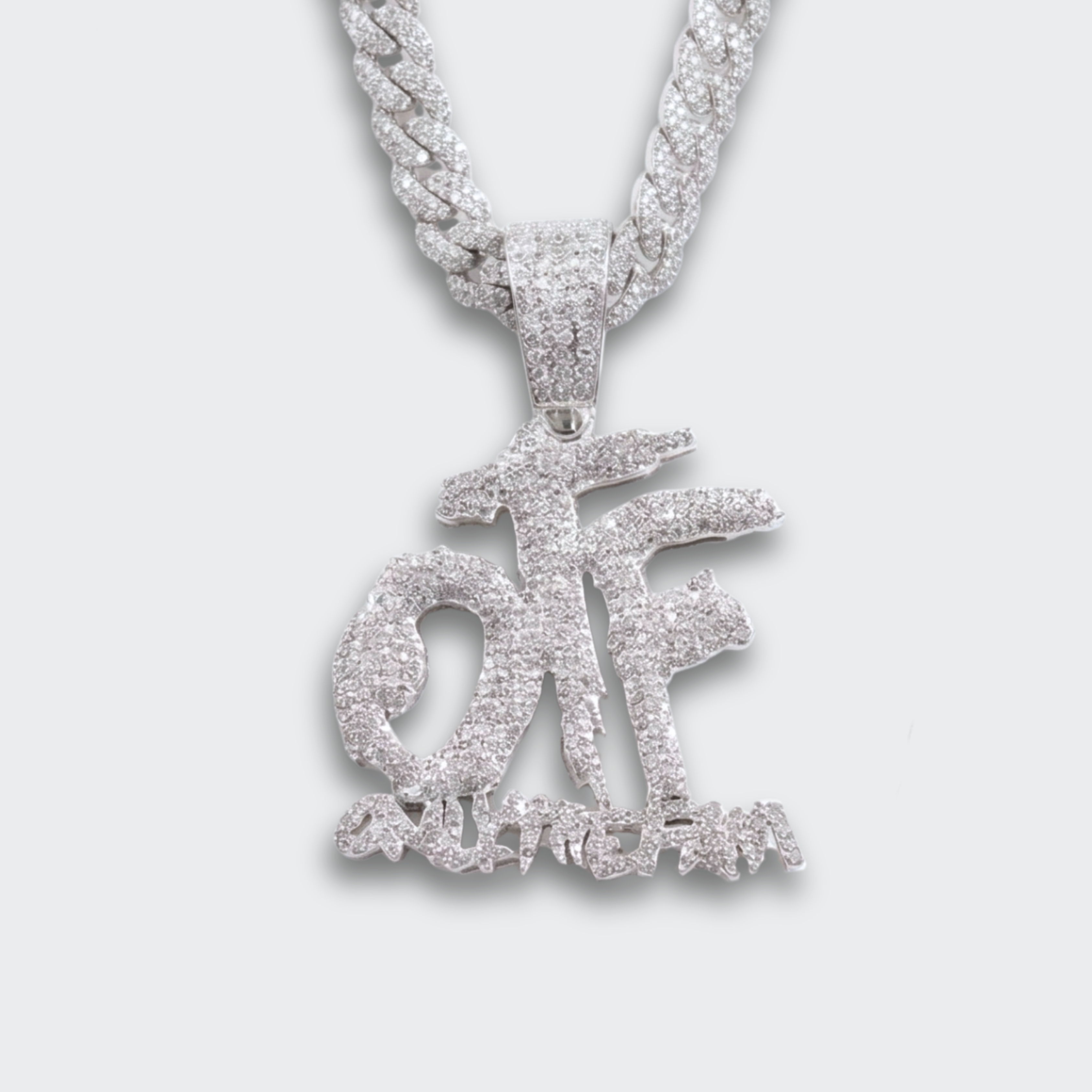 White Gold Plated Von OTF Chain & Pendant