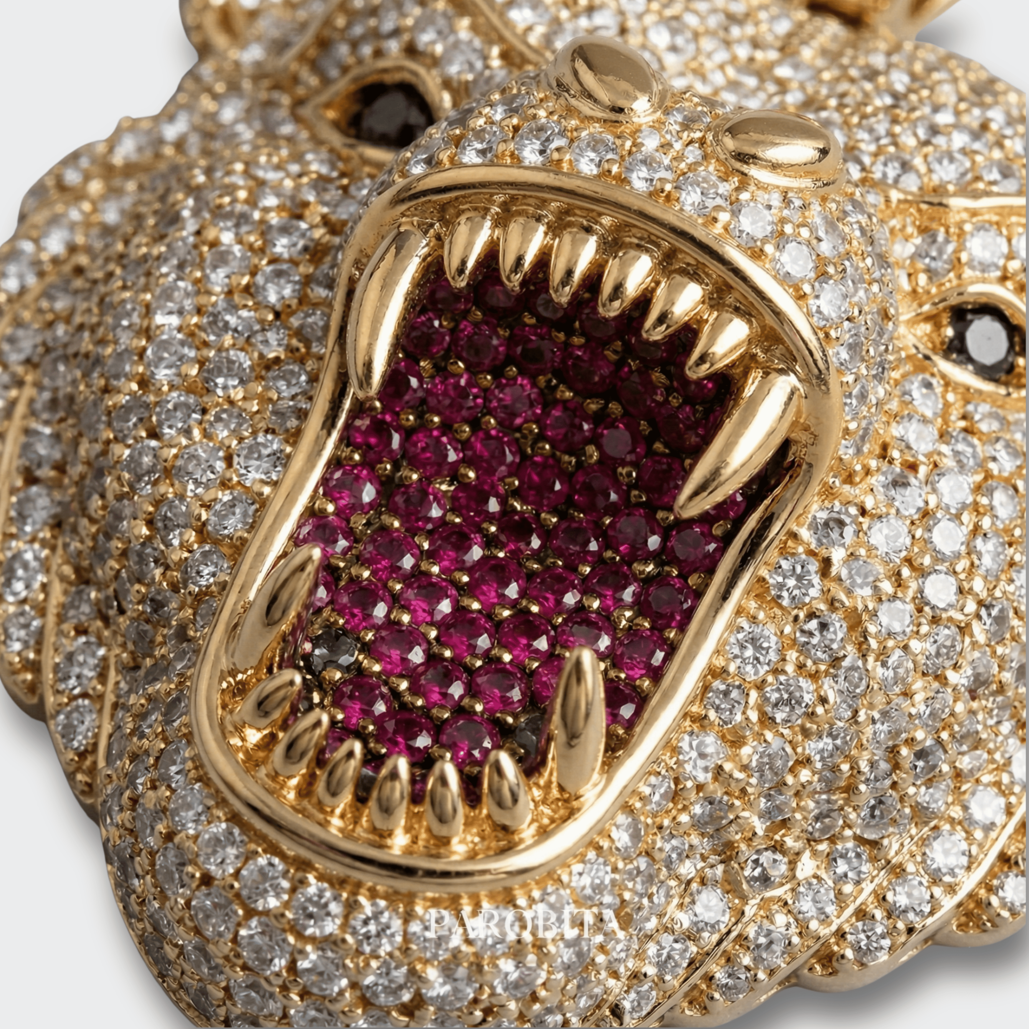 White Gold Plated Grizzly Bear Pendant