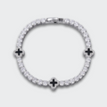 White Gold Plated Clover Motif Tennis Bracelet