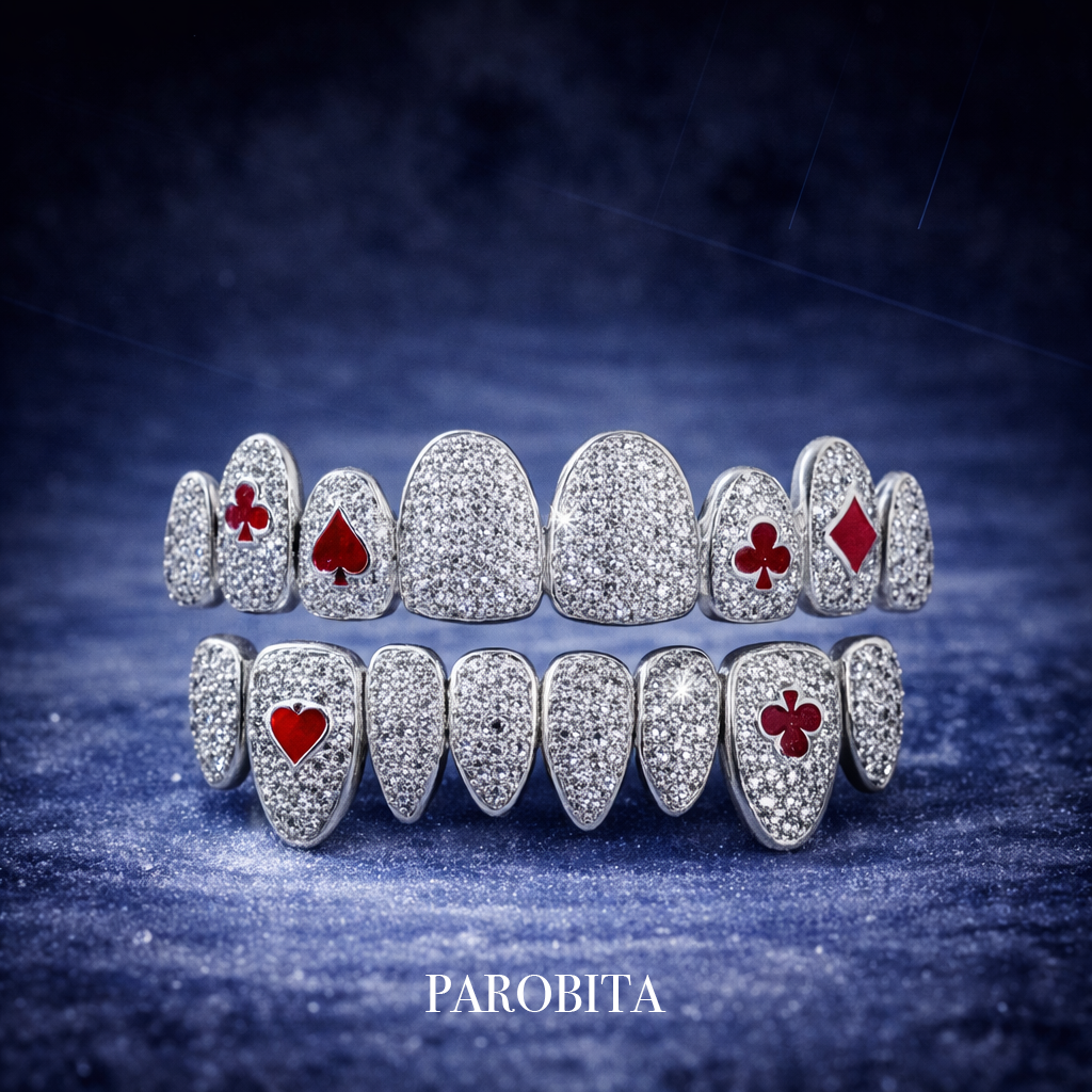 White Gold Plated Poker Grillz