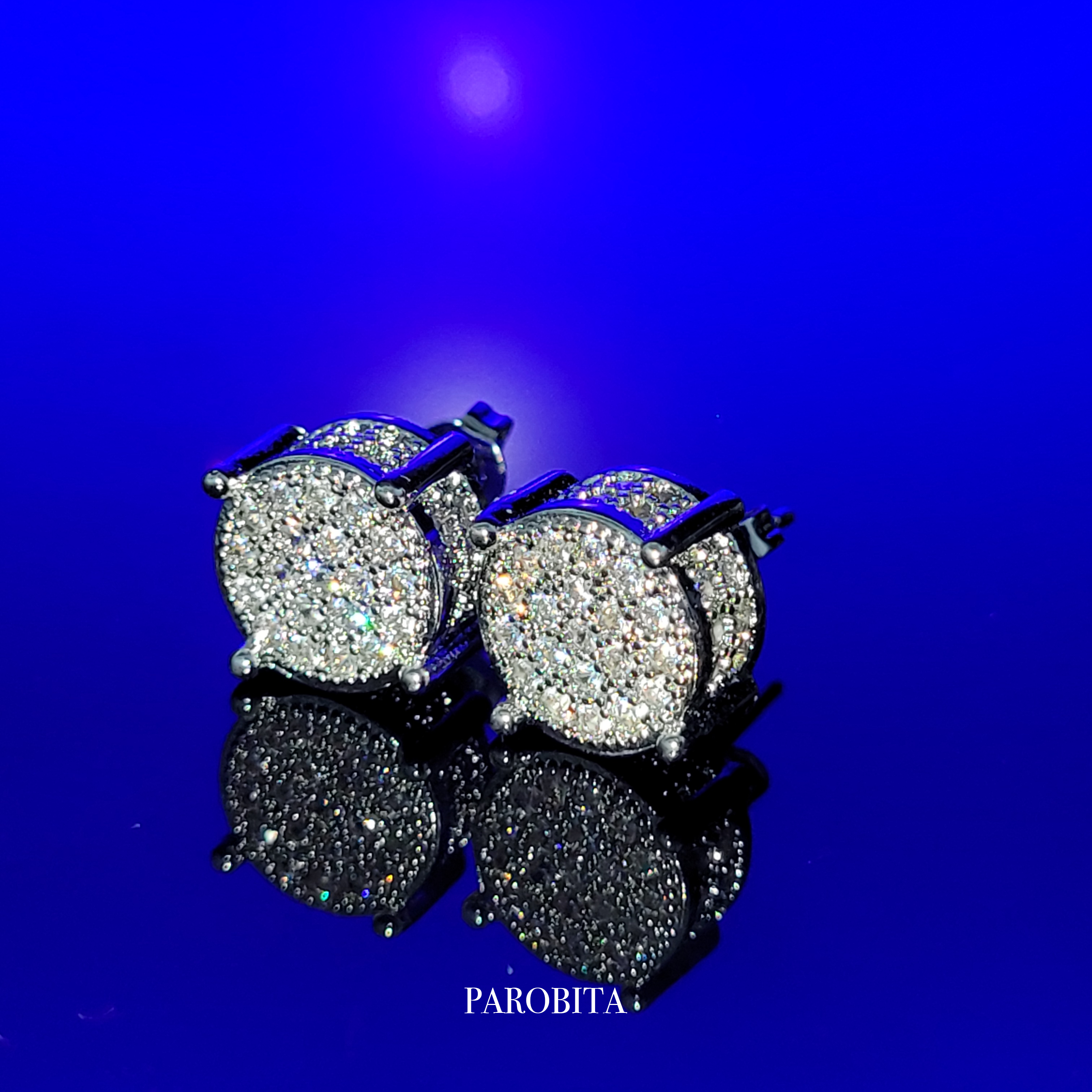 White Gold Plated Halo Stud Earrings