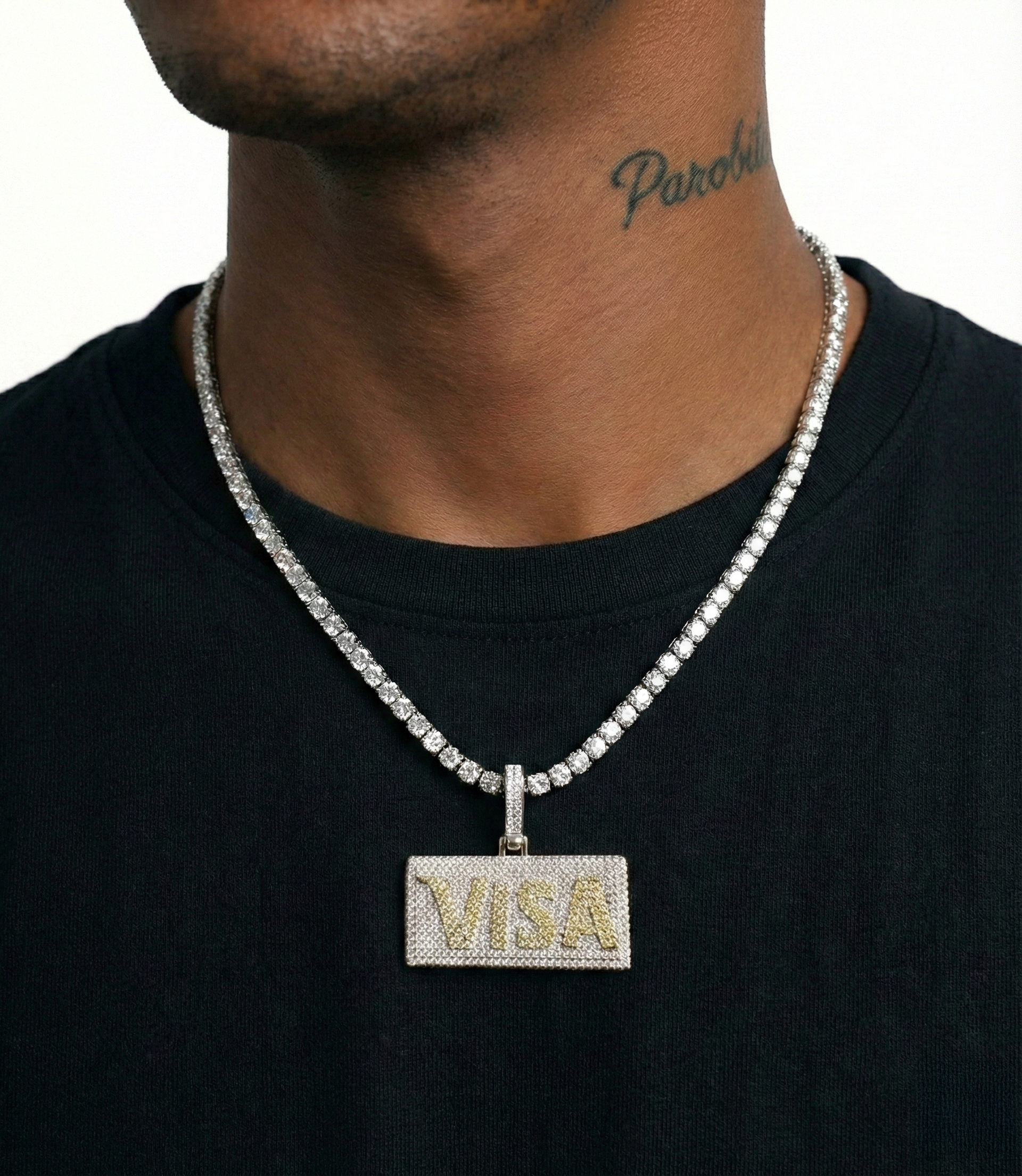White Gold Plated Visa Pendant