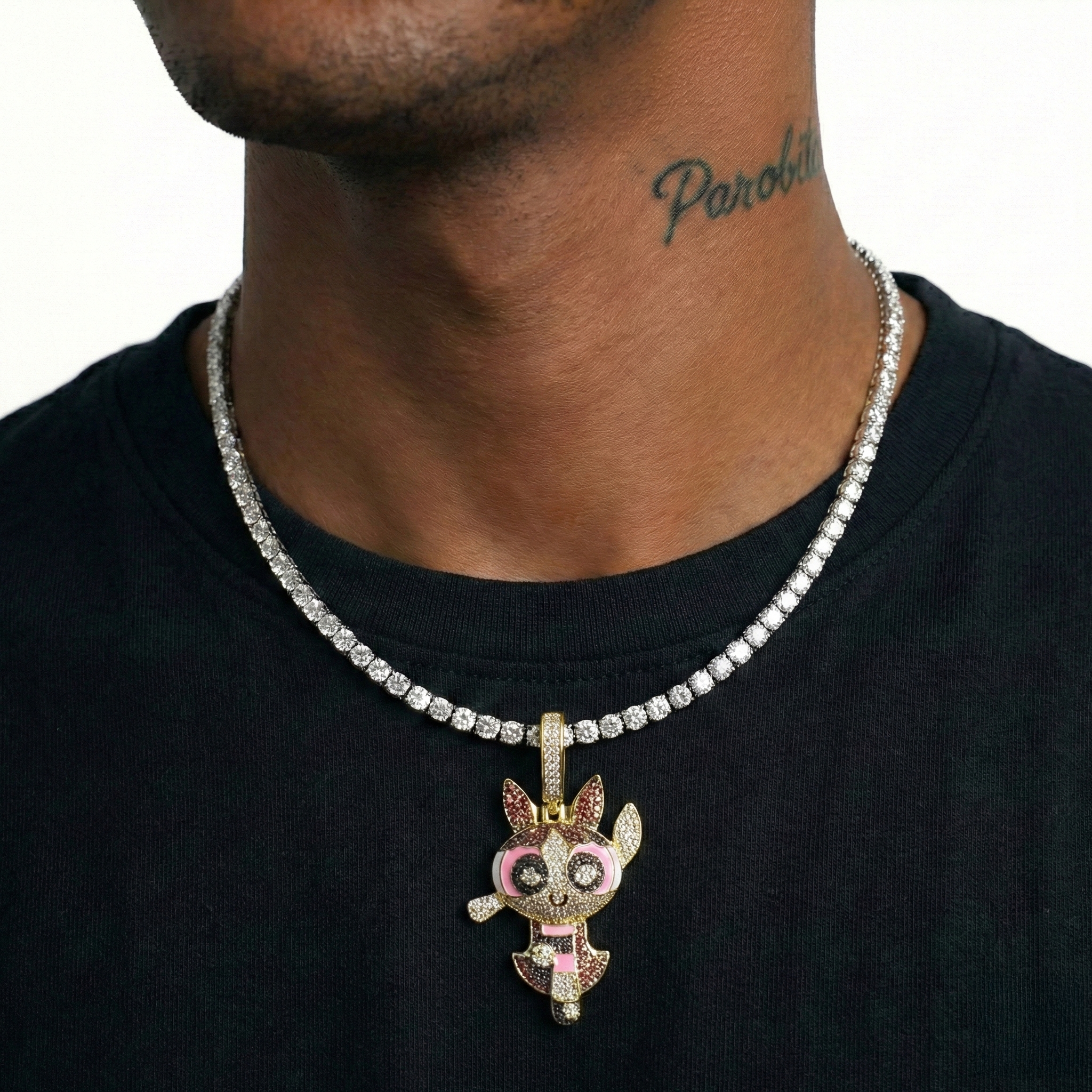 White Gold Plated Powerpuff Girls Pendant