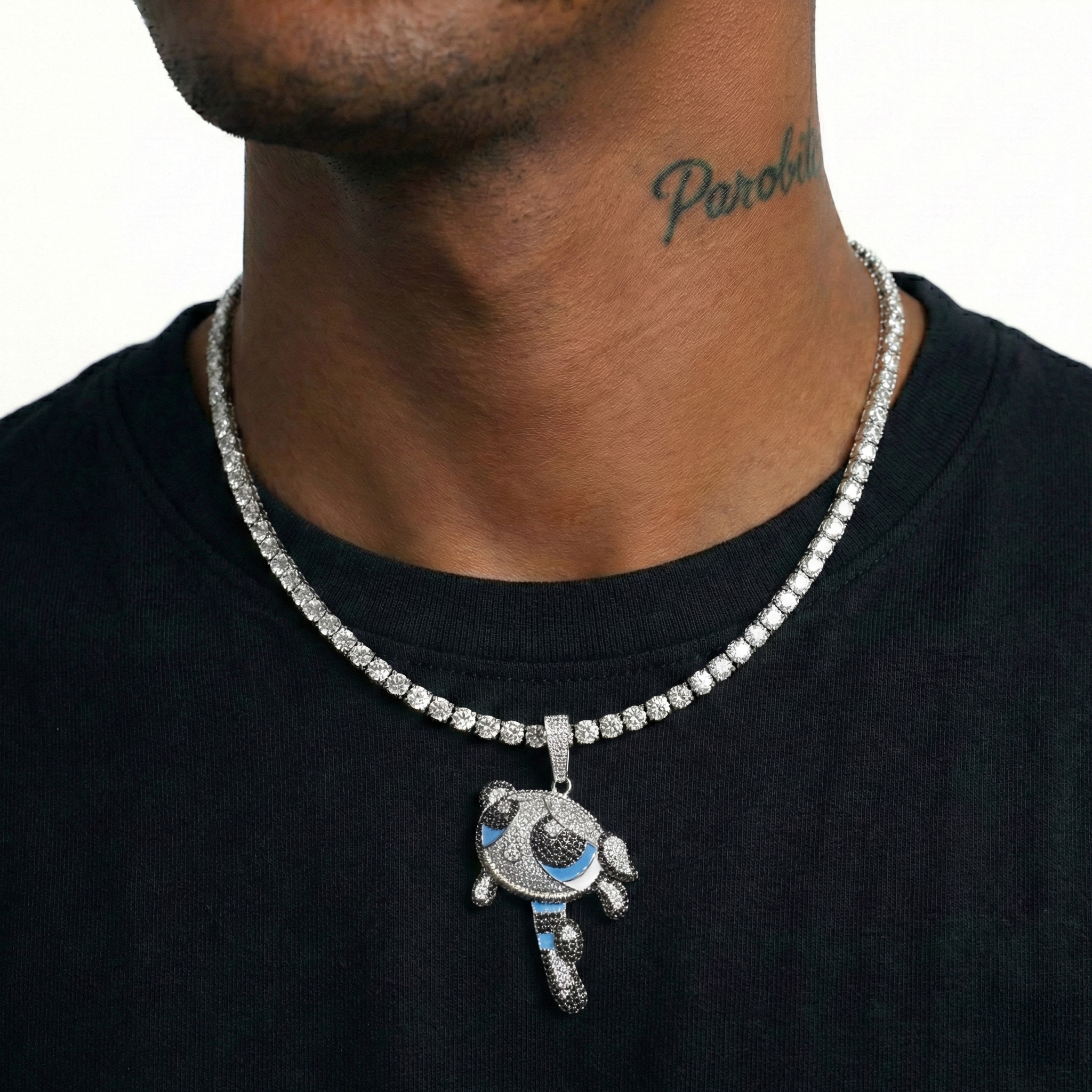 White Gold Plated Powerpuff Girls Pendant