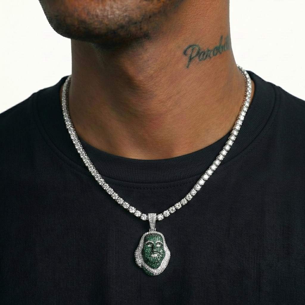 White Gold Plated Benjamin Franklin Pendant