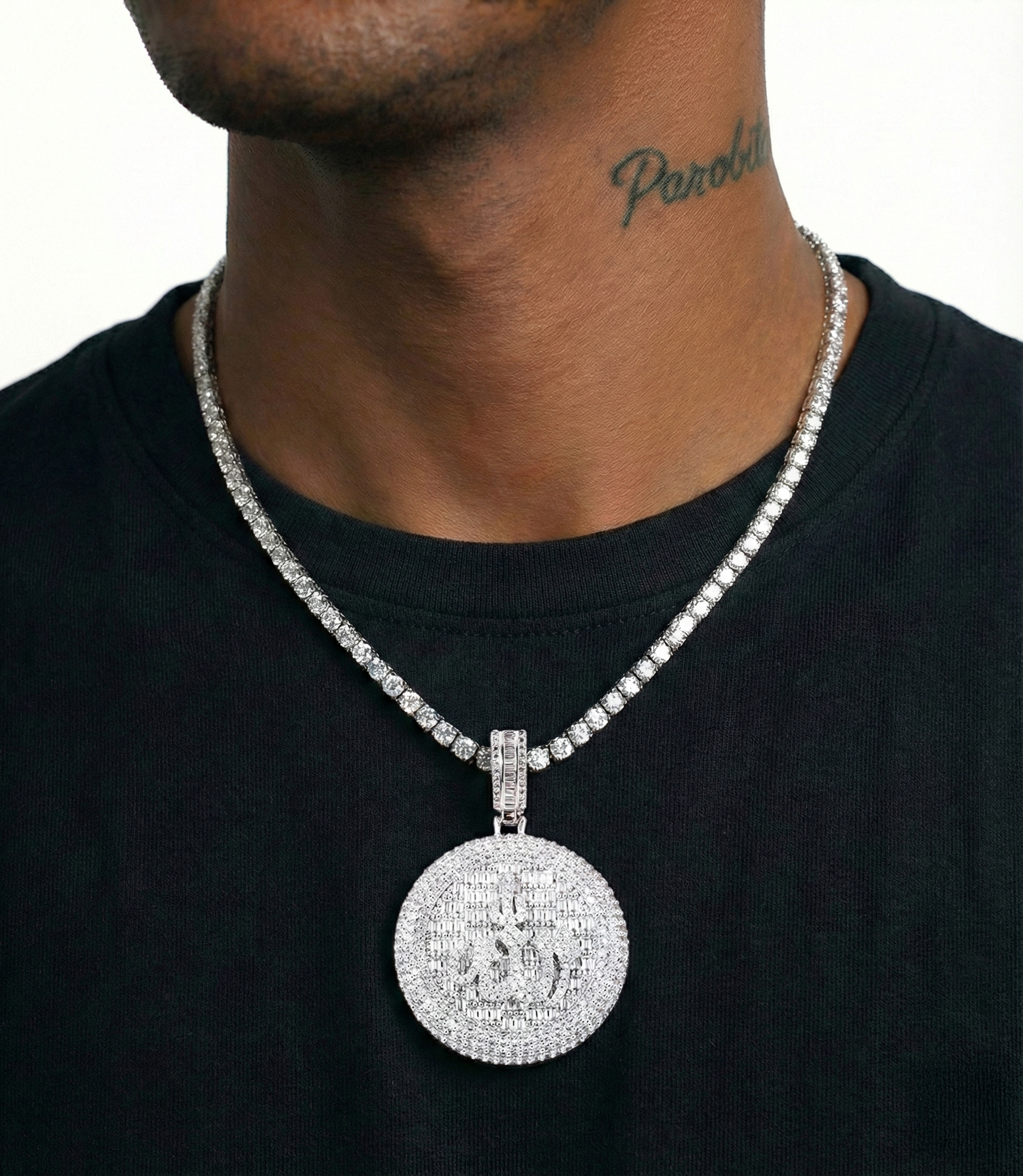 White Gold Plated Allah Pendant