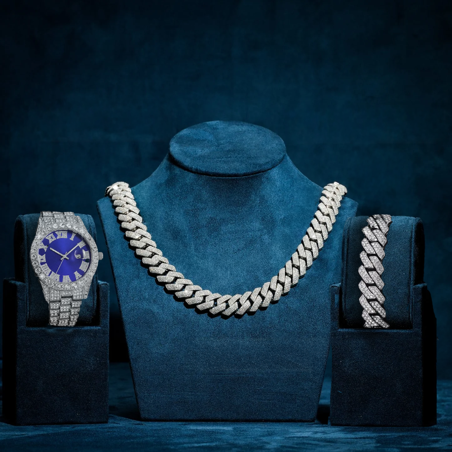 Iced Out Watch + Iced Out Chain + Iced Out Bracelet BUNDLE