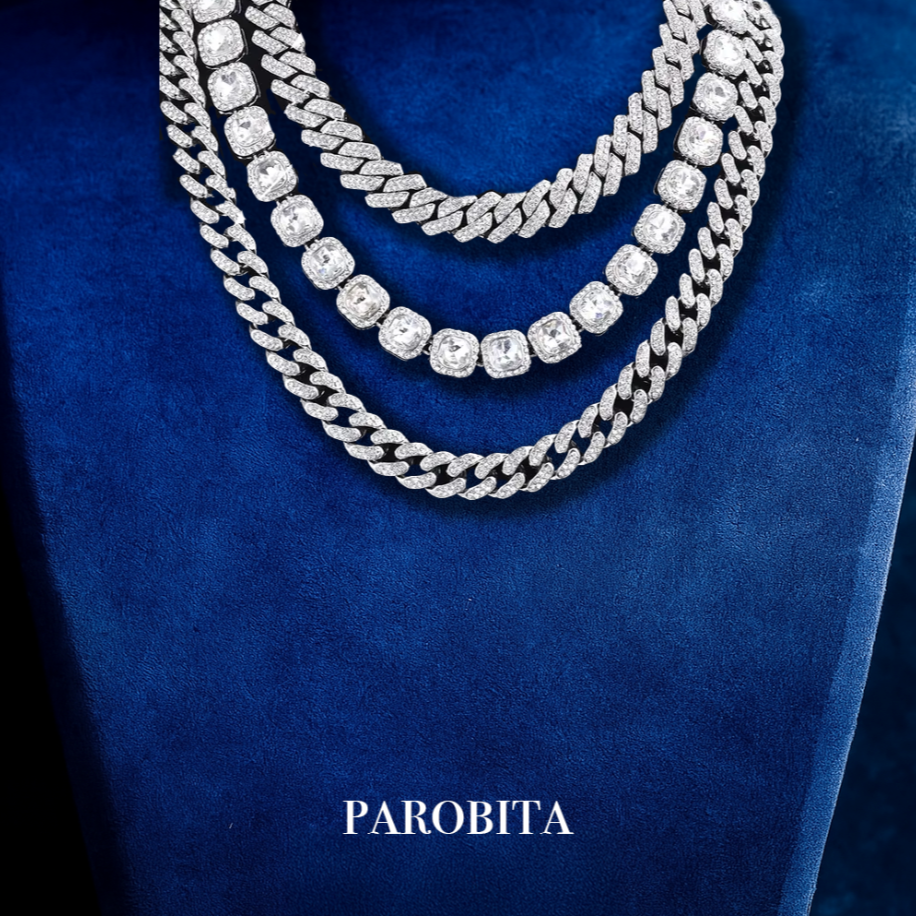 Iced Out Cuban + Iced Out Premium Iced Out Tennis Chain + Iced Out Cuban Chain Set