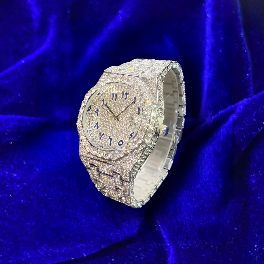 Premium AP Iced Out Watch Arabic Dial