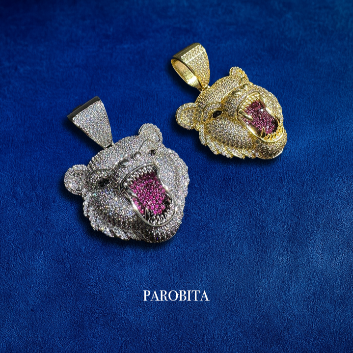 Premium Iced Out Grizzly Bear Pendant