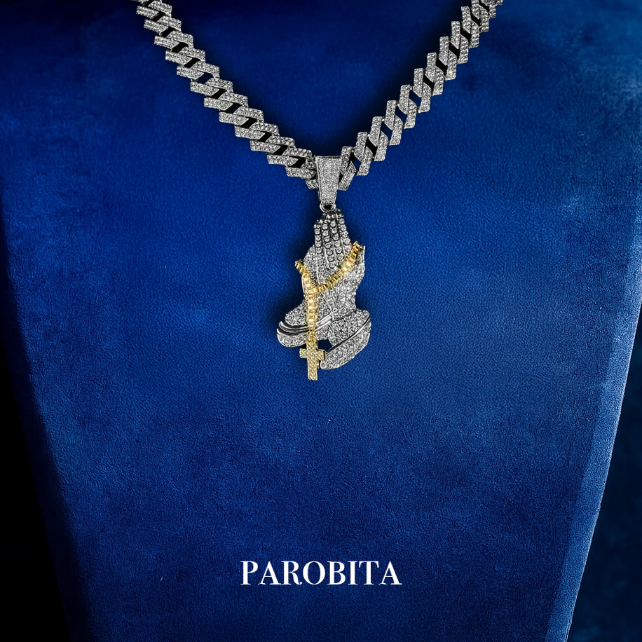 Iced Out Praying Hands Chain & Pendant