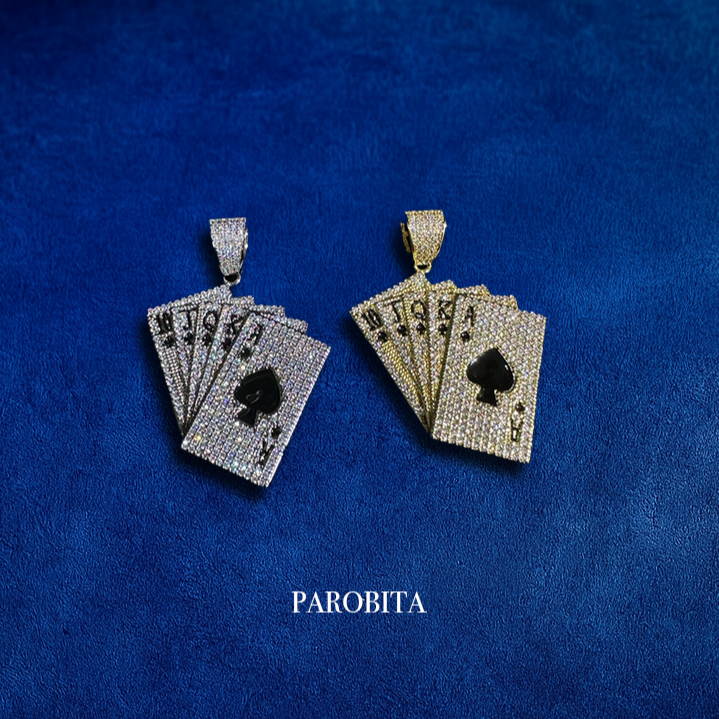 Premium Iced Out Playing Cards Pendant