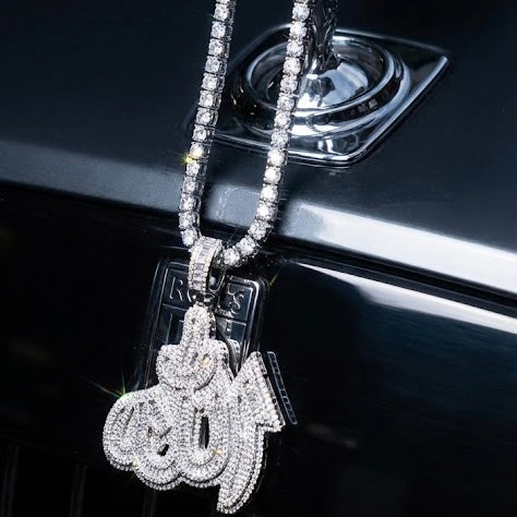 White Gold Plated Allah Pendant